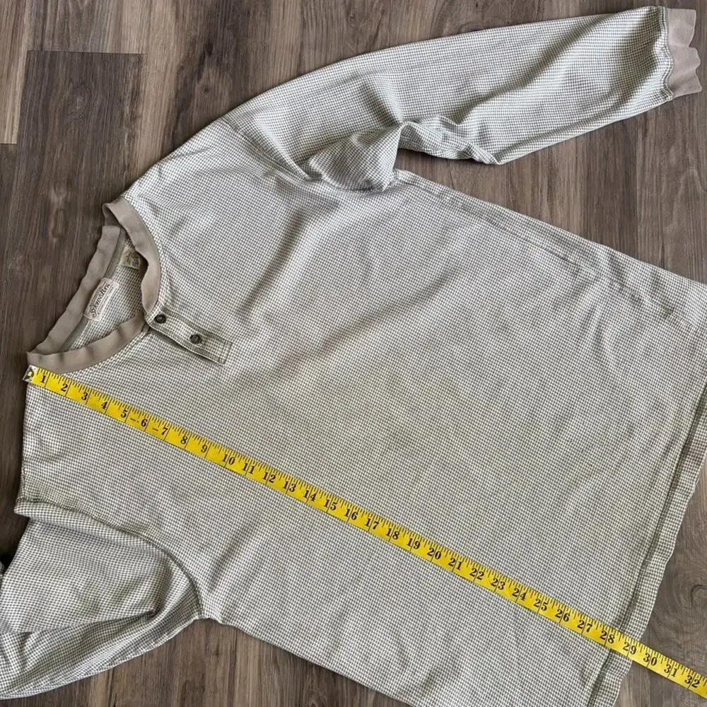 Vintage Henley T-Shirt Men's Size L Long Sleeve Patterned 1990s - Picture 7 of 8